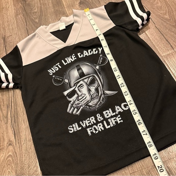 Las Vegas Raiders Nation Silver & Black for Life Jersey Black Mesh Youth Sz M - Picture 5 of 6